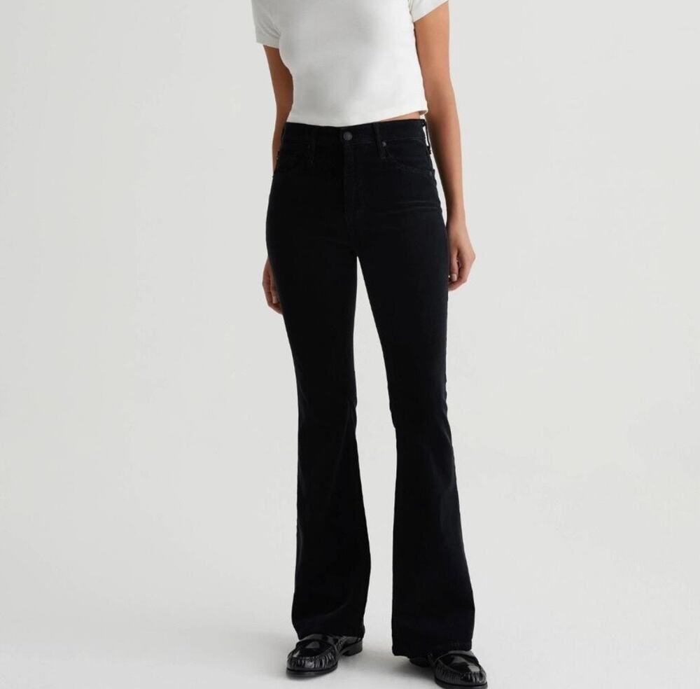 Adriano Goldschmied‎ Farrah Mid-Rise Stretch Cropped Boot-Cut Jeans Black Sz 31